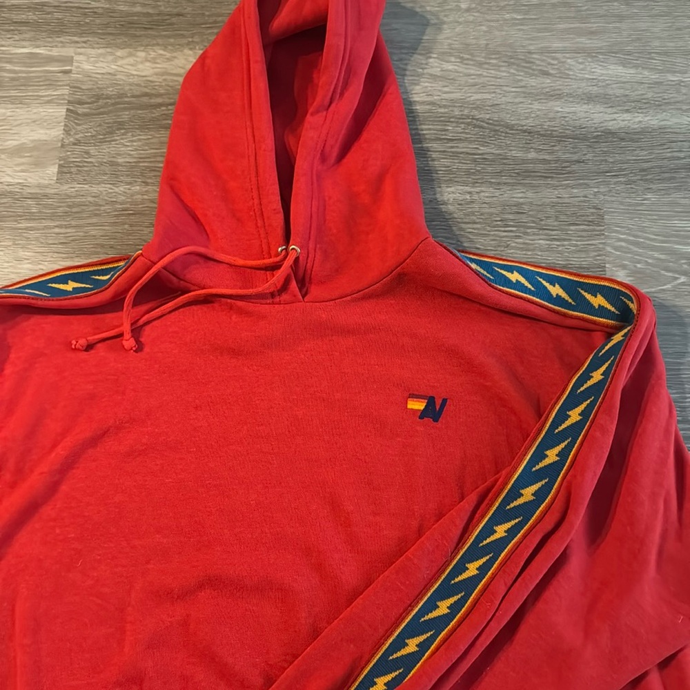 Aviator Nation Red Hoodie Sweatshirt Bolt Sleeve